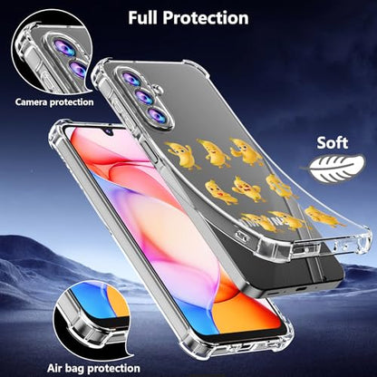 Phone Case for Samsung Galaxy A17 5G Case, Samsung A17 5G Case with Tempered Glass Screen Protector, Soft Flexible TPU Slim Fit Shockproof Phone Cover for Women Men Girl Boy (Clear-Meme) - color: Clear-Meme