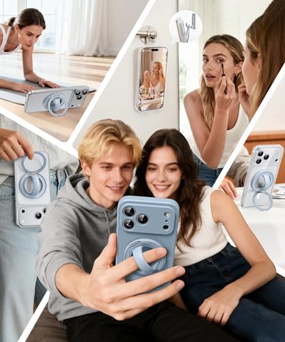 Magnetic Phone Grip, 360° Rotation & 180° Flip Universal Phone Ring Stand, Silicone Phone Ring Holder for Back of Phone for iPhone 17/16/15/14/13/12 Pro Max/Plus, Blue - color: Blue