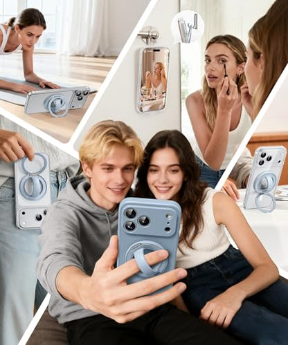Magnetic Phone Grip, 360° Rotation & 180° Flip Universal Phone Ring Stand, Silicone Phone Ring Holder for Back of Phone for iPhone 17/16/15/14/13/12 Pro Max/Plus, Blue - color: Blue