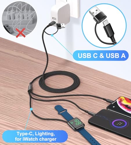 Multi Charging Cable for Apple Watch Charger 2Pack 4ft for Multiple Devices