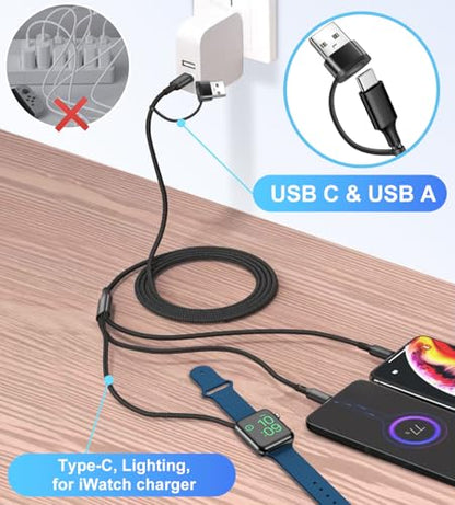 Multi Charging Cable for Apple Watch Charger 2Pack 4ft for Multiple Devices