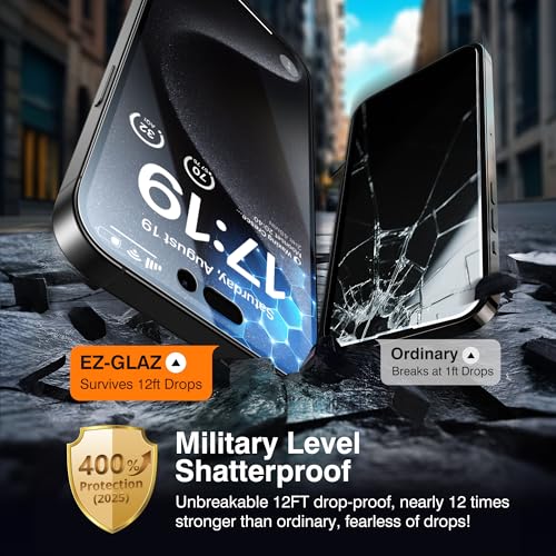 EZ-GLAZ-4+2 Pack for iPhone 15 Pro Max Privacy Screen Protector (6.7") - size: iPhone 15 Pro Max