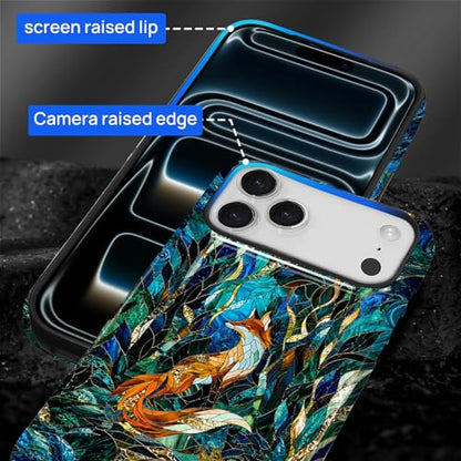Case Compatible with iPhone 17 Pro Max, Cute Dual Layer Hybrid Phone Cover, Military Grade Drop Protection, Aesthetic Shockproof Phone Case for Women Girls, Woodland Fox Stained Glass - color: Woodland Fox Stained Glass, size: Iphone 17 Pro Max