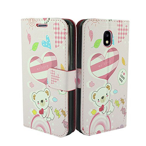 For Samsung Galaxy J7 (2018), J7 Refine, J7 Star, J7V 2nd Gen. SM-J737 - Image Flip Wallet Case + Tempered Glass Screen Protector - Bear - color: ZD06 Bear