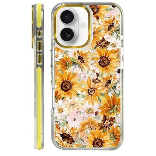 VisEnt Clear Case for iPhone 16, Magnetic Phone Case, Transparent Slim Cover, Military Grade Protection, Shockproof, Anti-Yellowing, Scratch Resistant, Vintage Sunflower Floral - color: Vintage Sunflower Floral, size: Iphone 16