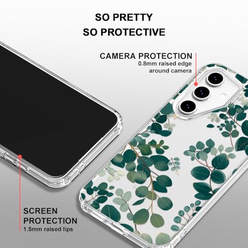MOSNOVO Case for Samsung Galaxy S24 FE, [Buffertech 6.6ft Military-Grade Drop Protection] [Anti Peel Off Tech] Clear TPU Bumper Phone Case Cover Design - Eucalyptus - color: Clear - Eucalyptus, size: Samsung Galaxy S24 FE
