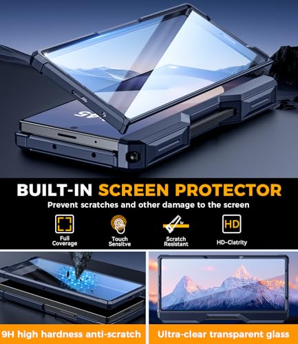 Professional Heavy-Duty Case for Galaxy-Fold-6: 360° Full-Body Protection with Hinge Cover, Magnetic Kickstand & S Pen Holder | Magsafe Compatible | for Samsung z fold 6 5G（2024） - color: Classic Blue