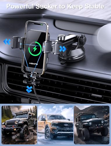 Wireless Car Charger, MOKPR 15W Auto Clamping Car Phone Holder Charger - style: Dashboard