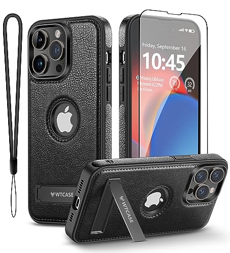 WTCASE Magnetic for iPhone 15 Pro Max Leather Case,Built-in Invisible Stand [Compatible with Magsafe] Protective Slim Kickstand Phone Cover Compatible with iPhone 15 Pro Max (2023) 6.7" (Black) - color: Black, size: iPhone 15 Pro Max-6.7"