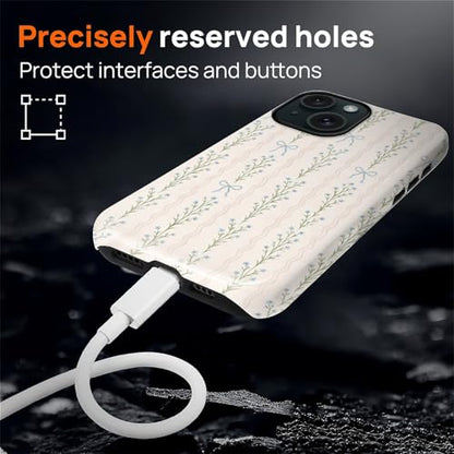 Magnetic for iPhone 15 Case,[Compatible with Magsafe] Dual Layer Protective Heavy Duty Shockproof Rugged Drop Protection Bumper Hybrid Case - Blue Bow Stripes - color: Blue Bow Stripes, size: iPhone 15