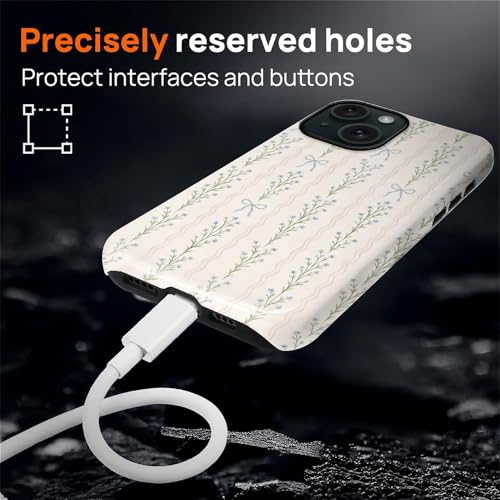Magnetic for iPhone 15 Plus Case,[Compatible with Magsafe] Dual Layer Protective Heavy Duty Shockproof Rugged Drop Protection Bumper Hybrid Case - Blue Bow Stripes - color: Blue Bow Stripes, size: iPhone 15 Plus