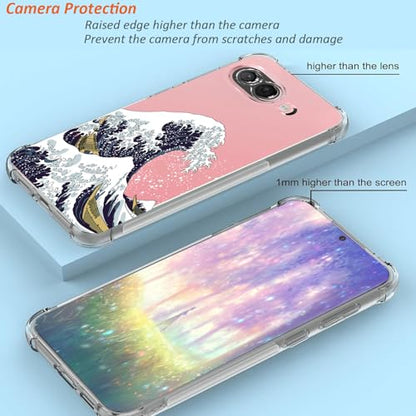 for Google Pixel 9a Case 2025: (Great Wave) | Clear Cute Flowers Floral Design, for Girls Women, Slim Soft TPU Bumper, Shockproof Silicone Cell Phone Cover - color: Great Wave