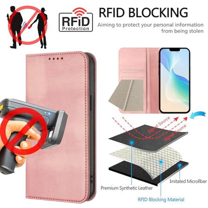 Phone Case Leather Compatible with Galaxy A10E Card Holder, Women Men Leather Case Protection Shockproof Magnetic Flip Folio Cover RFID Blocking Wallet Leather Compatible with Samsung Galaxy A20E/A10E - color: Pink