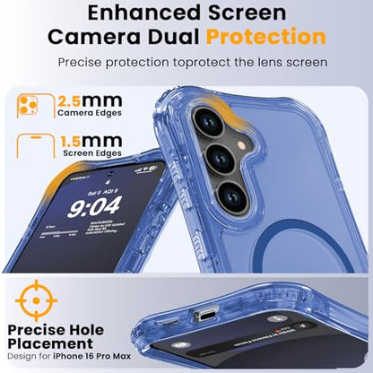 WRJ Magnetic Clear for Samsung Galaxy S26 FE Case,Samsung S25 FE Case [Fit for MagSafe][Military Grade Drop Protection] Translucent Shockproof Protective Phone Case-Blue - color: Blue, style: Transparent