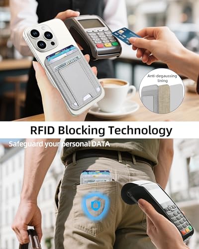 Upgraded for Magsafe Wallet, 7 Card Holder, RFID Blocking, Strongest Magnet | Magnetic Wallet for iPhone 17/16/15/14/13/12 Series, for iPhone Magsafe Wallet with 2 Card Slots, Vegan Leather, Light Gray - color: Light Gray-Upgraded