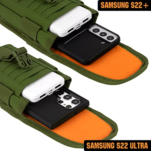 Tactical Phone Holster Pouch Case, Molle Gadget Bag Molle Attachment Belt Holder Waist Bag for 4.7"-6.9" with US Flag Patch for iPhone 18 Pro Max/17 Pro/16 Pro/15 Pro - color: Green