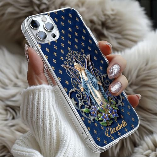 Virgin Mary Blue Lily Blessing - Personalized Clear Silicone Phone Case
