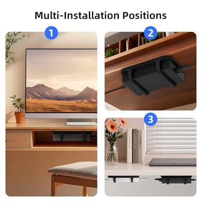 ELETIUO Universal Silicone Laptop Charger Holder,Under Desk Power Brick Mount Organizer for Charging Brick & Cables,Flexible Non-Slip Power Bricks Mount,Secure Supply Holder for Laptop Charger,Black - color: Black
