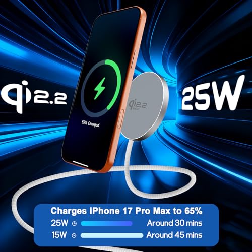 25W Wireless Charger High Speed Fast Charging Pad Qi2.2 Certified