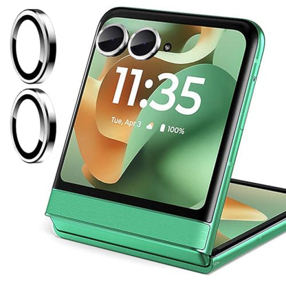 Zeking (2 Set) for Motorola Razr 60/ Razr 2025 Camera Lens Protector, Scratch-Resistant HD Clarity Ultra-Thin 9H Tempered Glass with Aluminum Edging, Individual Metal Lens Cover (Silver) - color: Silver