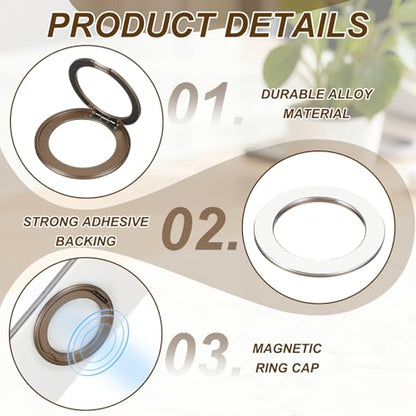 PATIKIL Phone Ring Holder, Metal 360 Rotation Magnetic Phone Grip Holder Stand with Adhesive Backing Smartphone Finger Grip Kickstand for Tablet Case Car Mount Accessory, Desert Gold - color: Desert Gold