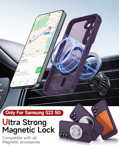 LeYi for S22-Phone Case Shockproof Slim Skin-Feel Transparent Funda, Purple | Phone Case Samsung S22, Magsade Magnetic Drop Protection Funda Para Nuevo Libre 256Gb Galaxy S 22 Case Galexy Cellular Phonr - color: Purple, size: Galaxy S22 (6.1 Inch)