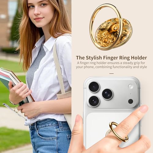Cell Phone Ring Holder, Cute Phone Ring Grip Stand, 360°Rotation Funny Metal Kickstand Finger Grip Cute Wild Animals - color: Cute Wild Animals