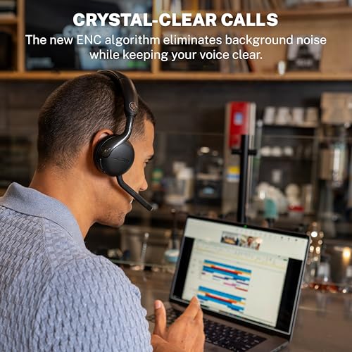 JLab, Go Work Gen 3, Wireless Headset, Boom Microphone, Noise Cancelling Mic, USB-C Dongle, Bluetooth Multipoint, Black