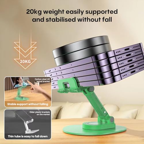 Foldable Desktop Phone Holder, Phone Holder on Desk Compatible with iPhone15, 14, 13 Pro Max Mini, Suitable for 3.5-12.9 inch Phones and Tablet Computer. (Green) - color: Green