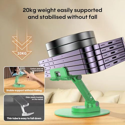 Foldable Desktop Phone Holder, Phone Holder on Desk Compatible with iPhone15, 14, 13 Pro Max Mini, Suitable for 3.5-12.9 inch Phones and Tablet Computer. (Green) - color: Green