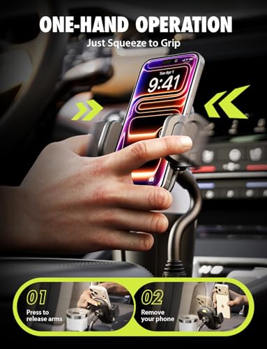 Bracketron TripGrip 2.0 Cup Holder Phone Mount, Metal Gooseneck