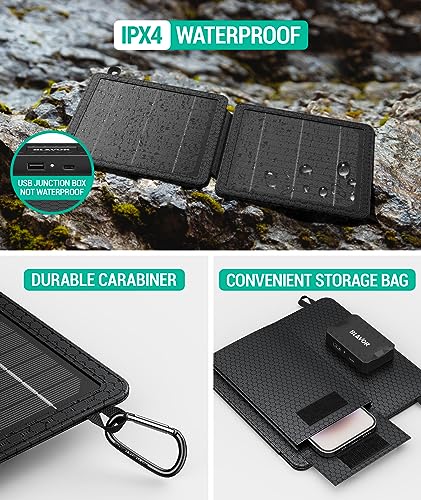 BLAVOR 10W Portable Solar Charger (5V/2A Max), Small Foldable Solar Panel - color: Gray
