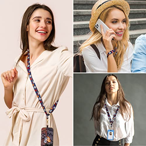 Phone Lanyards, Wrist Lanyards, Adjustable Neck Strap Stars - color: Bllue red