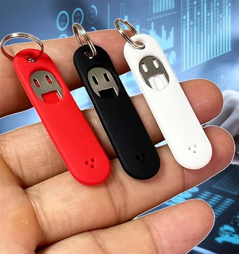 3Pcs/Set Sim Card Removal Tool Phone Chip Remover Unlock Chip Sim Card Tray Eject Pin Tool Needle Opener Ejector with Detachable Keychain Charm for Smart Phone (Red+White+Black, 4.6x1.2cm)
