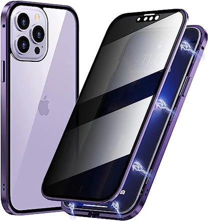 Magnetic Titanium for iPhone 14 Plus Privacy Screen Case Full Body Cover - color: Purple Titanium, size: iPhone 14 Plus