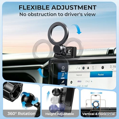 Car Phone Holder for Jeep Wrangler/Gladiator 2026 2025 2024 (Only for 12.3-Inch Screen) 360° Rotation Magnetic Cell Phone Mount, Compatible with Magsafe, Does Not Affect Air Vent - size: Fit for 2024-2026 Wrangler/Gladiator JT, 12.3-Inch