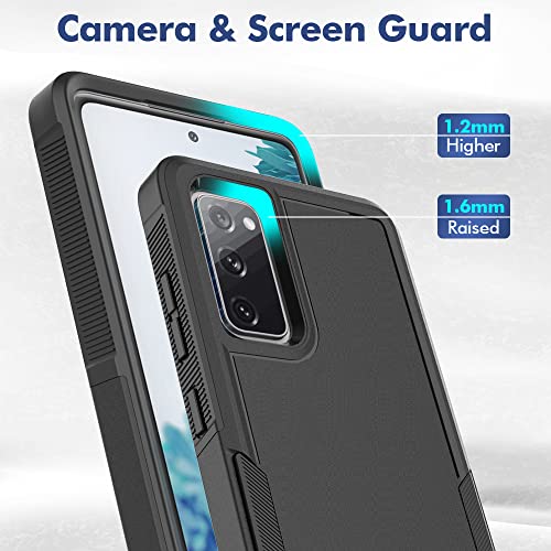 for Samsung Galaxy S20 FE 5G Case: Dual Layer Protective Heavy Duty Cell Phone Cover Shockproof Rugged with Screen Protector - Military Protection Bumper Tough - Samsung Galaxy S20 FE 5G, Black - color: Black (PC) + Black (TPU)