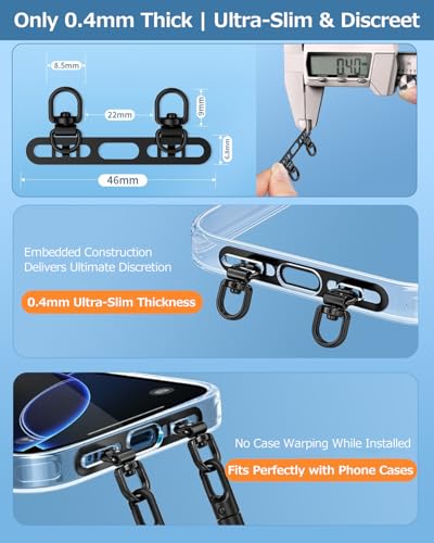 Phone Tether Tab, Bending Design 0.2mm Ultra-thin Stainless Steel Cellphone Lanyard Metal Patch Tether Tab - color: I