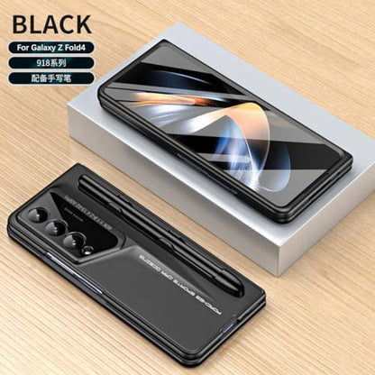 Smartphone Flip Cover for Samsung Galaxy Z Fold 4 Case with S Pen, with Screen Protector Case, PC Shockproof Bumper Case Full Coverage Protective Cover for Galaxy Z Fold 4(Black) - color: Black