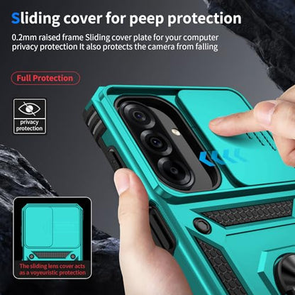 for Samsung Galaxy A37 5G Case with Camera Lens Cover, 10 FT Military Grade Drop Protection, Magnetic Ring Holder Kickstand Protective Phone Case, Ice Green - color: Ice Green, size: Galaxy A37 5G