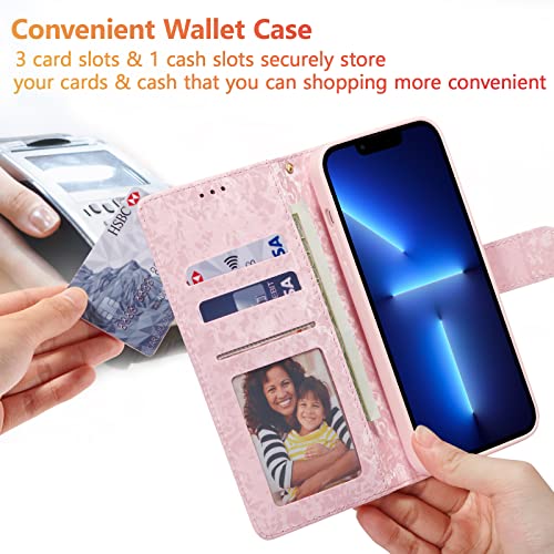 UEEBAI Wallet Case for iPhone 13 Pro, PU Leather Phone Cover Kickstand RFID Blocking Flip Case Card Slots Wrist Strap Relief Engraved Pattern Magnetic Closure Flower Folio Wallet, Yellow Daisy - color: Yellow Daisy, size: iPhone 13 Pro