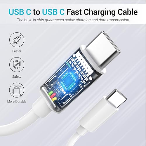 TZBAY 4-Pack 6ft 60W USB-C to C Fast Charging Cable for iPhone 17, 16, 15 - color: White 4x6ft