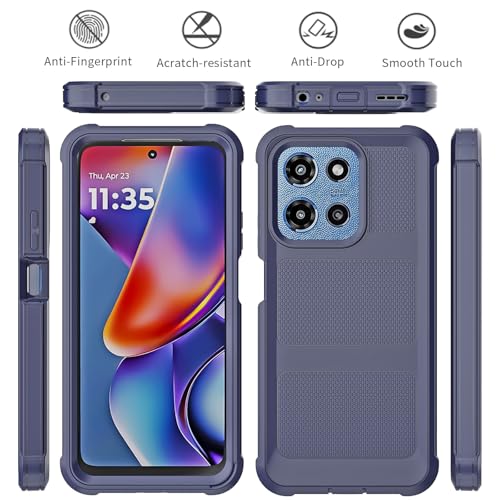 for Motorola Moto G 2026/2025 Case, for Moto G Play 2026 Case with Belt Clip Holster, Heavy Duty 2-Layer Protection, Anti-Drop, Shockproof Phone Cover (Navy Blue) - color: Navy Blue
