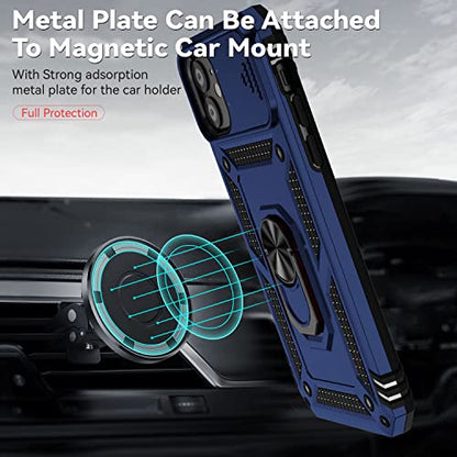 for iPhone 11 Case,with Screen Protectors and Camera Cover,[Military Grade] 16ft.Drop Tested Cover with Magnetic Kickstand Protective Case for iPhone 11 6.1 inch, Blue - color: Blue