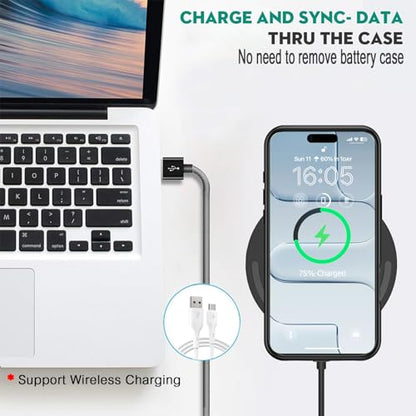 Wireless Charging Case for iPhone 17 Air, 12000mAh High Capacity Portable Rechargeable Battery Case Qi Wireless Charging Compatible with iPhone Air (6.5 inch) Extended Battery Charger Cover-Black - size: iPhone 17 Air (6.5 inch)