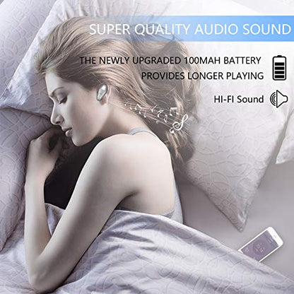 Kendir Bluetooth Headset, V5.0 Ultralight Wireless Headphone Cell Phone Earpiece with Mic Headsetcase, Volume Control, Handsfree Earbud for iPhone, Android,Samsung Smartphone - color: Silver
