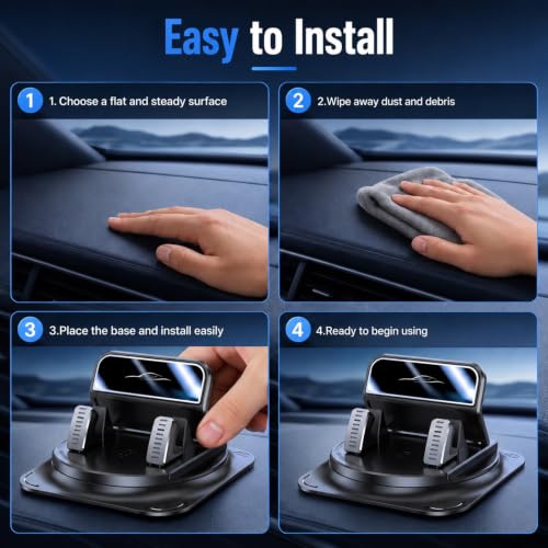 360 Degree Rotatable Car Phone Holder, Non-Slip Dashboard Cell Phone Holder, Universal Car Phone Mount Stand for Navigation and Viewing