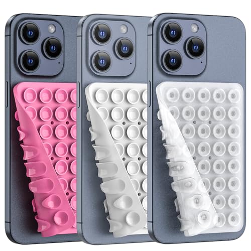 Double Sided Silicone Suction Phone Holder Mount, Silicon Accessory for iPhone and Android, Hands-Free Mirror Shower Phone Holder, TikTok Videos and Selfies (Combo A) - color: Combo A