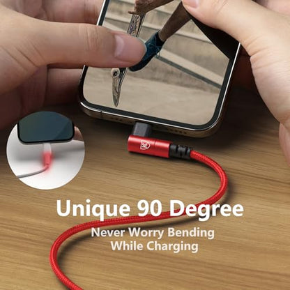 10ft iPhone Charger Cable 90 Degree Charging Cable [Apple MFi Certified] - color: Red, size: 10FT, style: USB A to Lightning