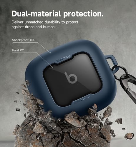 SURITCH for Beats Powerbeats Pro 2 Case Cover, Magnetic Locking Cases for Beats Powerbeats Pro 2 2025, Shockproof Bumper Protective Covers with Carabiner & Keyring & Cleaner Kit, Navy - color: Navy